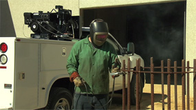 Using the Mi-T-M Air Compressor Generator Welder Combo.